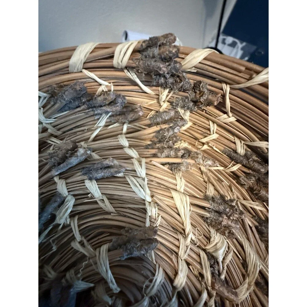 Handmade Coushatta Style Pine Needles and Raffia Flat Basket